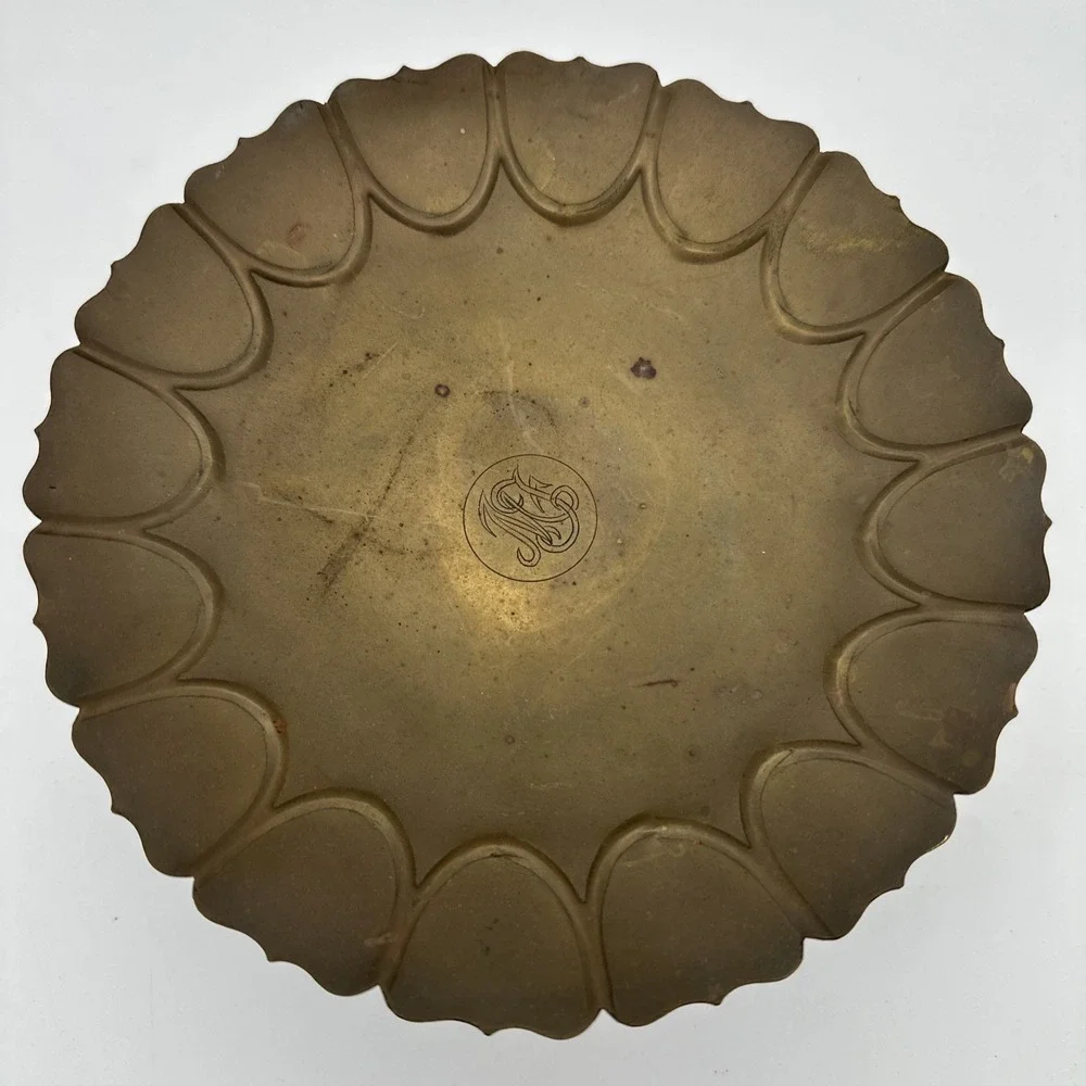 Vintage Antique Mottahedeh Brass Footed Candy Dish Decor Holder 4